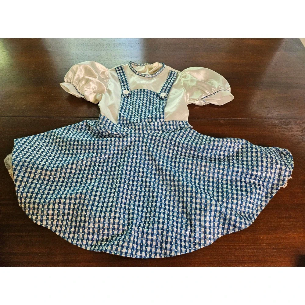 Rubies Wizard of Oz Dorothy Costume Girl Medium Blue Gingham Sequin Dress 882812 - Picture 2 of 12